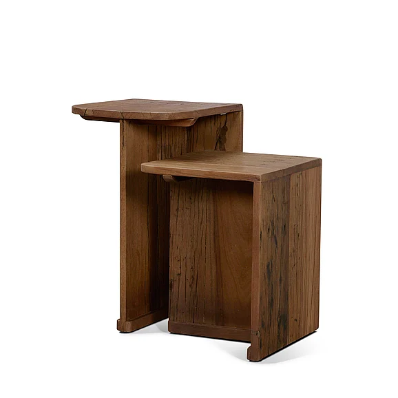 Mercana Lucan Mid-Dark Brown Reclaimed Wood Side Tables 71406