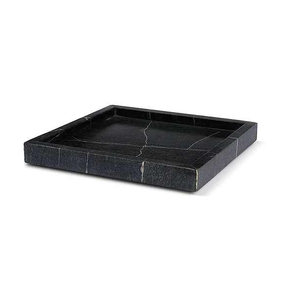 Mercana Stratus Black Marble Square Decorative Tray 71493