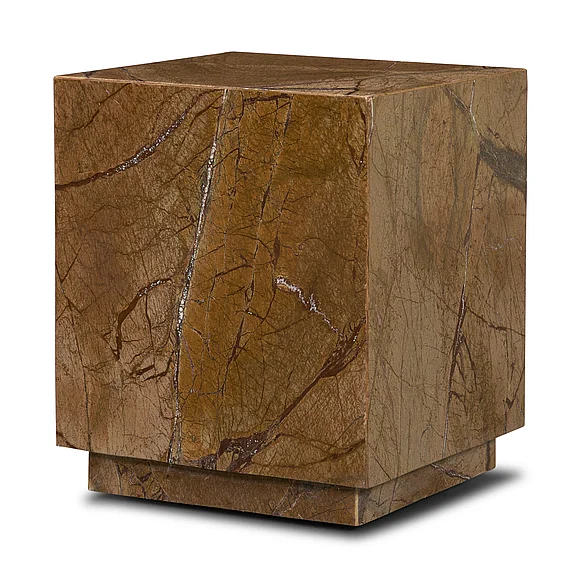 Mercana Matteo Solid Rainforest Rust Marble Square Side Table 71206