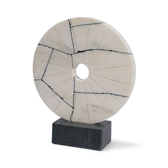 Mercana Orin White Marble Round Disc Decorative Object 71475
