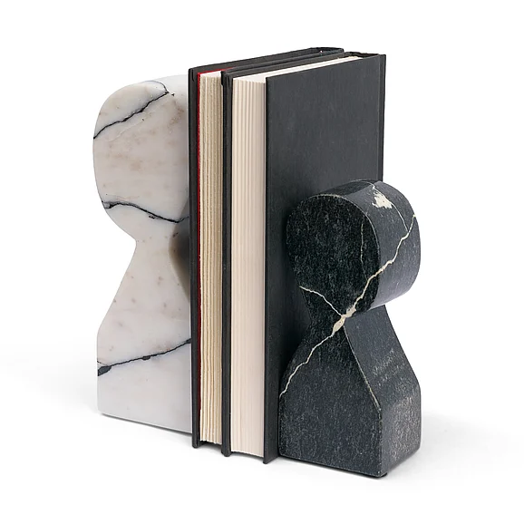 Mercana Shadow White & Black Marble Bookends 71476