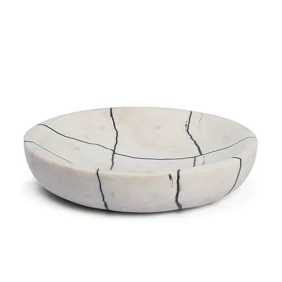 Mercana Sintessi Round White Marble Decorative Bowl 71483