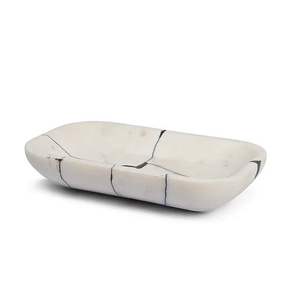 Mercana Sintessi Rectangular White Marble Decorative Bowl 71484