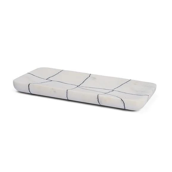 Mercana Tratto Rectangular White Marble Decorative Tray 71490