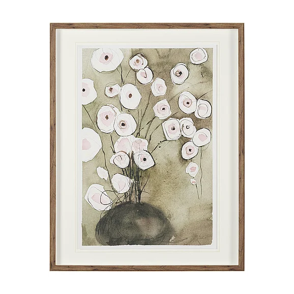 Mercana Butterfly Ranunculus I by Mercana Studio Hand-Embellished Framed Artwork Matted under Glass 16167