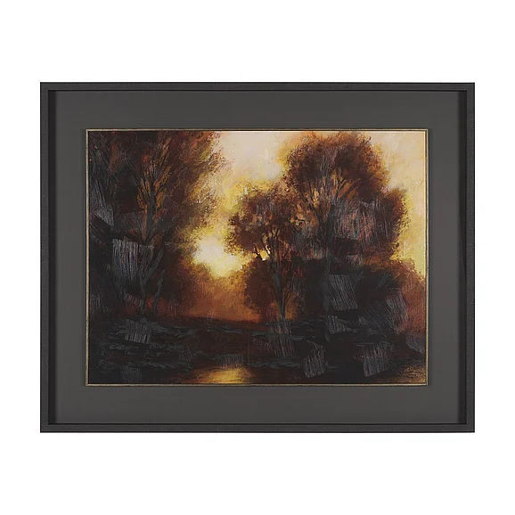 Mercana Golden Quiet I by Mercana Studio Hand-Embellished Textured Framed Artwork Matted under Glass 16214
