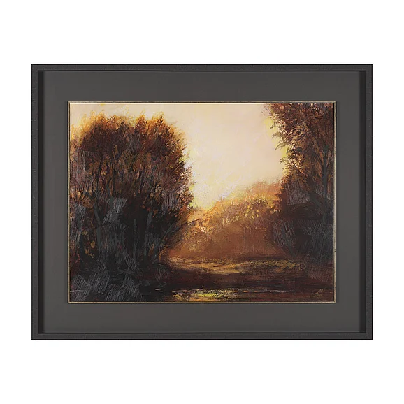 Mercana Golden Quiet II by Mercana Studio Hand-Embellished Textured Framed Artwork Matted under Glass 16215