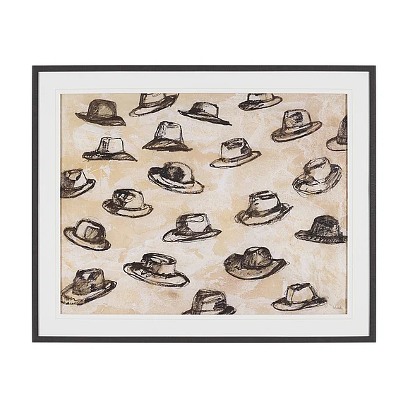 Mercana "Hat Trick" by Mercana Studio Hand-Embellished Textured Framed Artwork Matted under Glass 16217