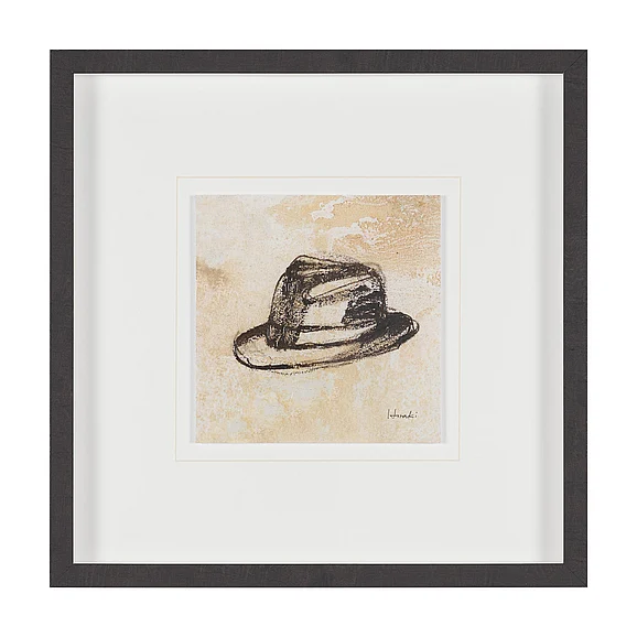 Mercana Fedora by Mercana Studio Hand-Embellished Textured Framed Artwork Matted under Glass 16218