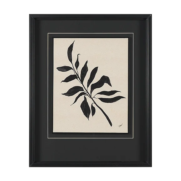 Mercana Laurel Branch by Cristina Bartl Villa Hand-Embellished Textured Framed Artwork Matted under Glass 16234