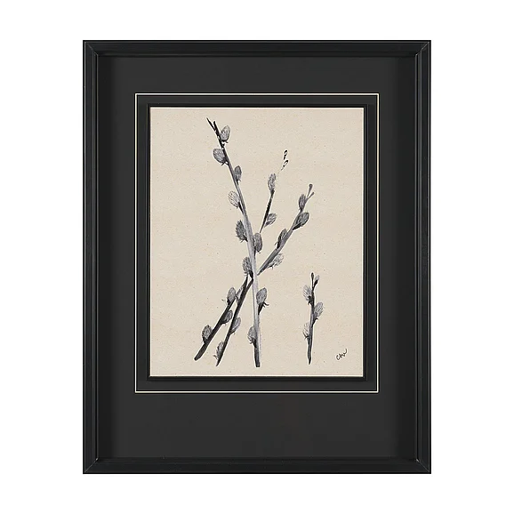 Mercana Pussy Willow by Cristina Bartl Villa Hand-Embellished Textured Framed Artwork Matted under Glass 16235