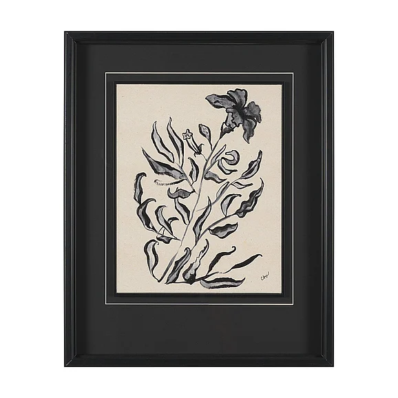 Mercana Pandora Plant by Cristina Bartl Villa Hand-Embellished Textured Framed Artwork Matted under Glass 16238