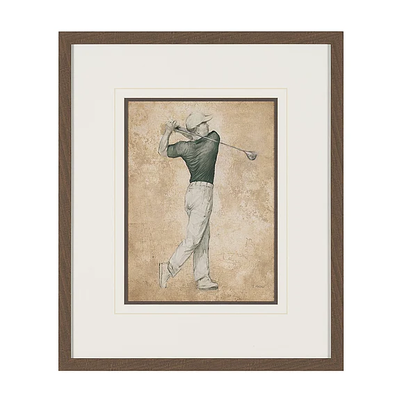 Mercana Golf Swing I by Mercana Studio Hand-Embellished Framed Artwork Matted under Glass 16246