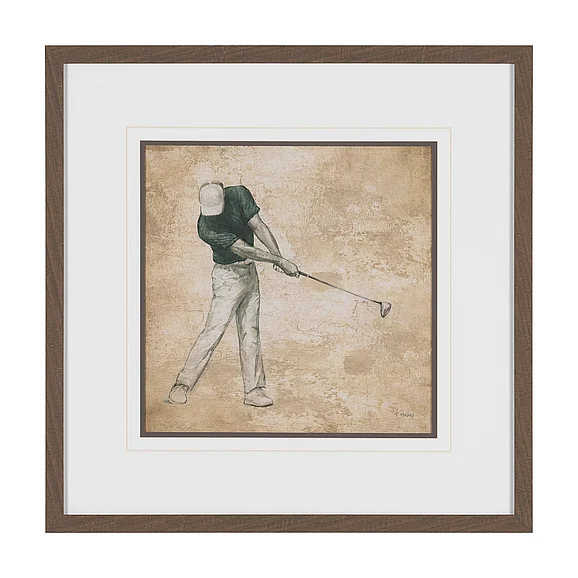 Mercana Golf Swing II by Mercana Studio Hand-Embellished Framed Artwork Matted under Glass 16247
