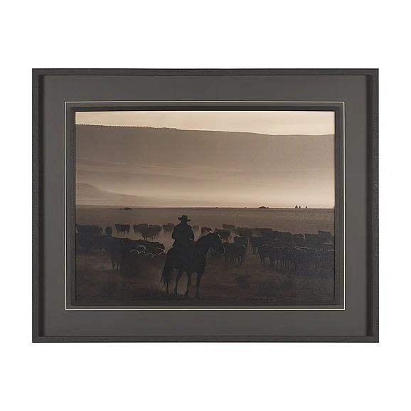 Mercana Golden Hour Cowboy Herd by Andreas Magnusson Textured FramedPhoto Print Matted under Glass 16253