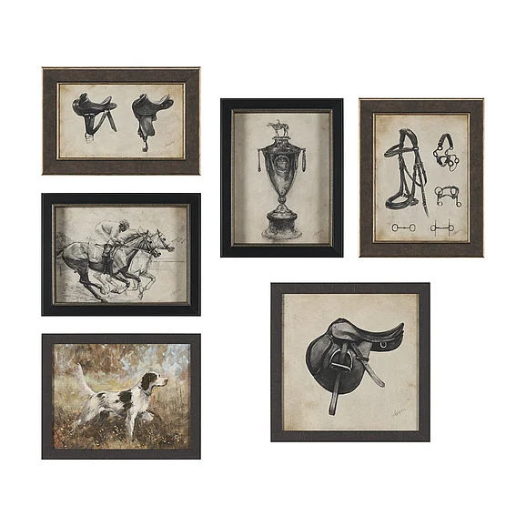 Mercana Equestrian Collection by Mercana Studio Textured Framed (Set of 6) 16254