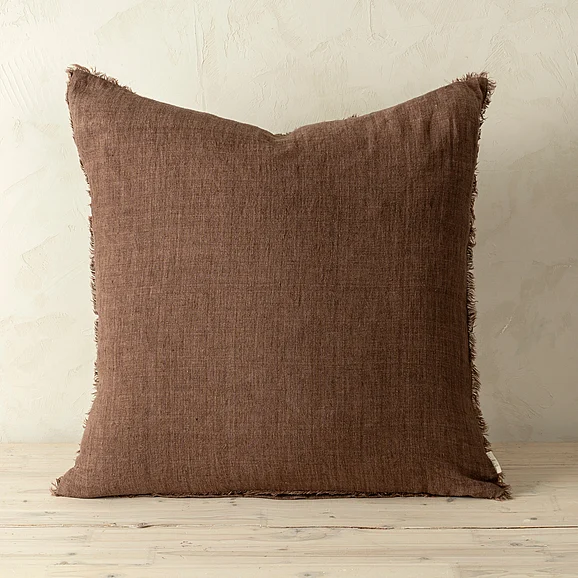Mercana Lina 24x24 Linen Pillow Mocha Cover w/Filler IN6041