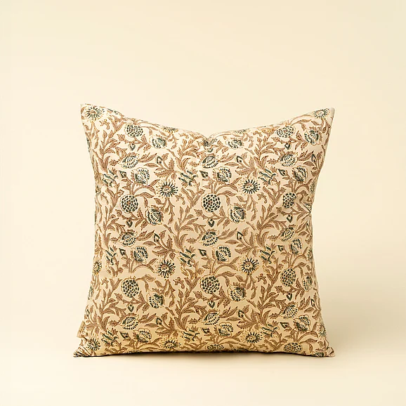 Mercana Sundari 20x20 Block Print Pillow Cover w/Filler IN9552