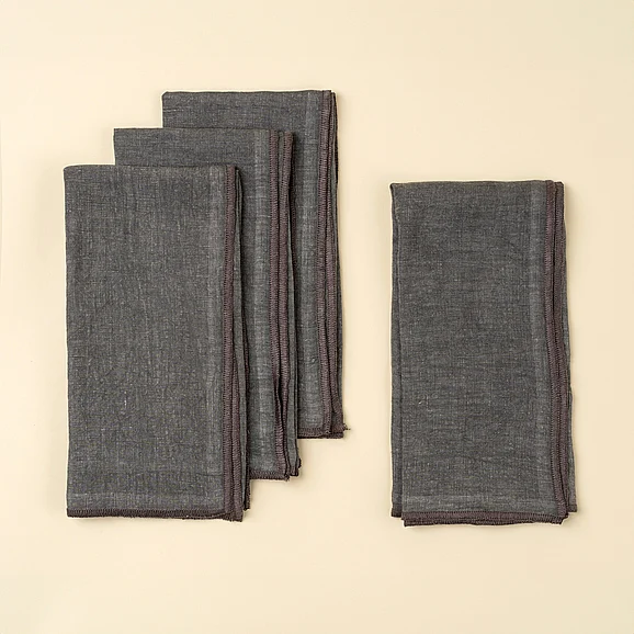 Mercana Stonewashed Linen Napkins S/4, Slate Blue IN6404