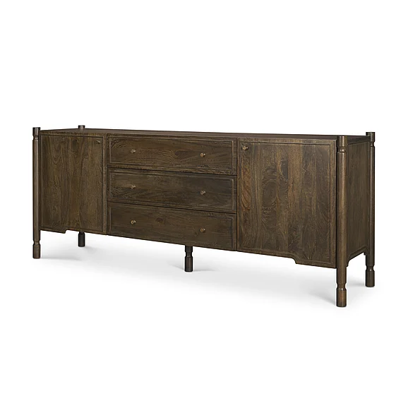 Mercana Phil Dark Brown Wood 2 Door 3 Drawer Closed Sideboard 71299