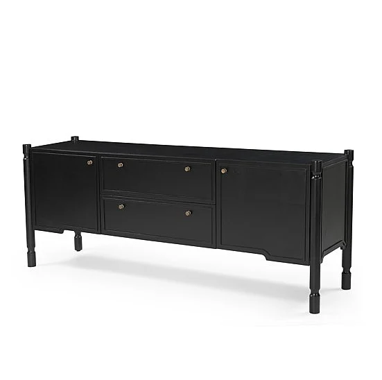 Mercana Phil Black Wood 2 Door 1 Drawer w/ Pull Down Media Console 71302