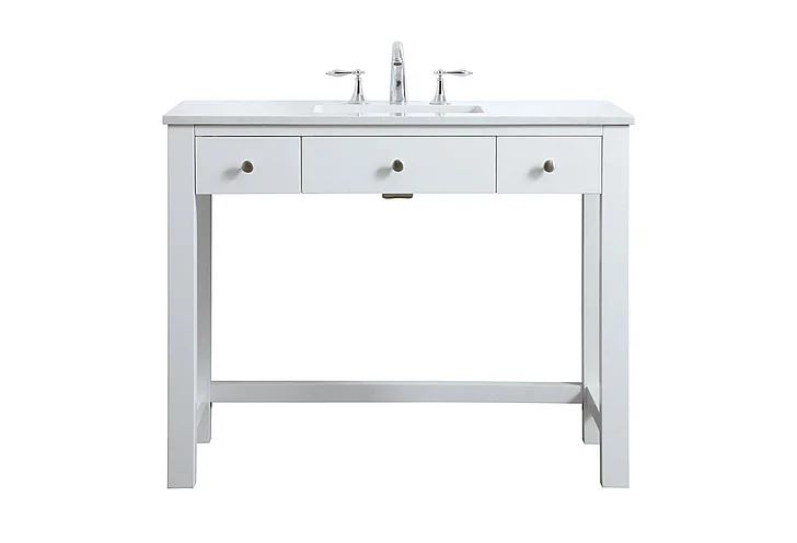 Elegant 42 In. Ada Compliant Bathroom Vanity in White VF14842WH