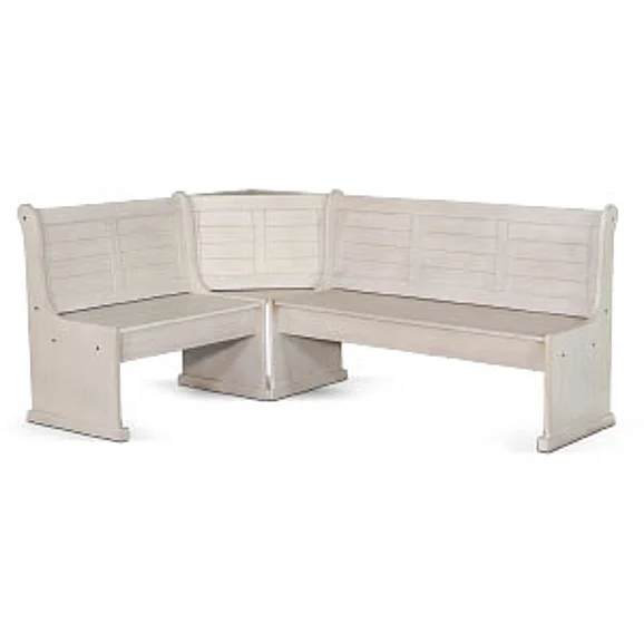 Sunny Designs Bayside Short Bench and Corner Seat in Marble White 0113MW-BS