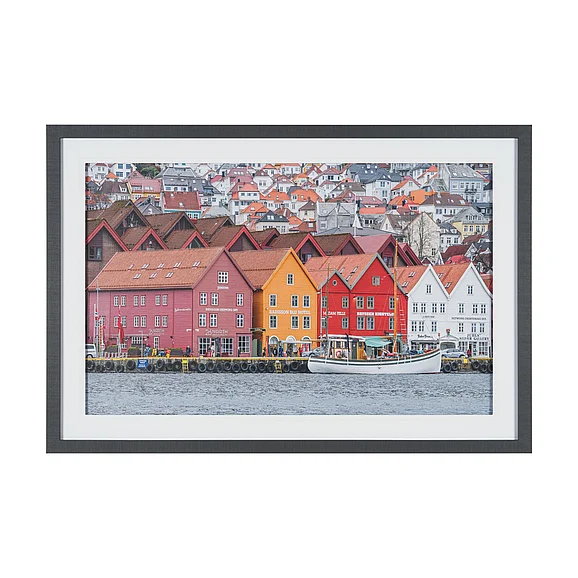 Mercana Waterfront in Bergen, Norway by Richard Silver Framed Artwork 16295