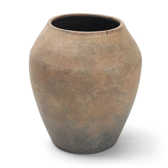 Mercana Cotto 10.6H Two Tone Wide Mouth Weathered Terracotta Urn Vase 71512