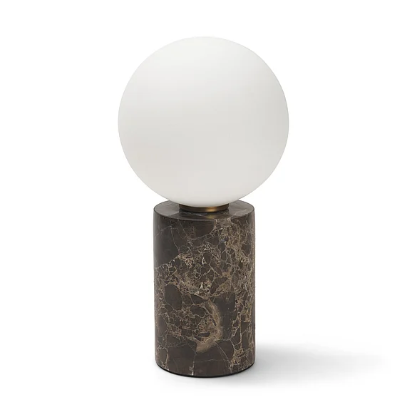 Mercana Caldo Brown Marble Base w/ Frosted Glass Globe Table Lamp 71527