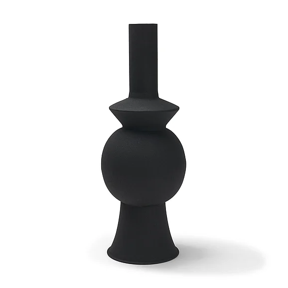 Mercana Veda Large Black Metal Geometric Vase 71577
