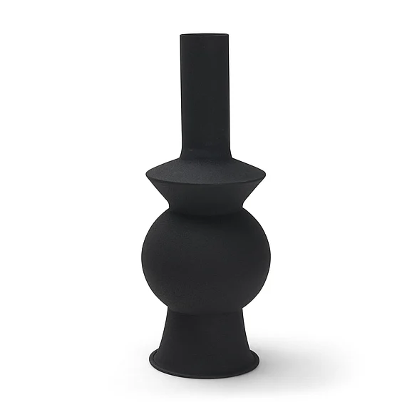 Mercana Veda Small Black Metal Geometric Vase 71576