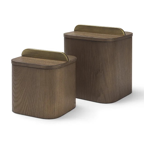 Mercana Benton Brown Wood w/ Brass Handle Decorative Box Set 71605