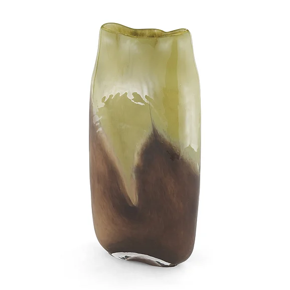 Mercana Tulano Tall Green and Brown Glass Vase 71622