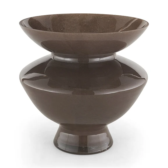 Mercana Bruna Wide Mouth Geometric Brown Glass Vase 71623