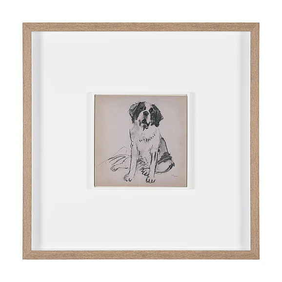 Mercana St. Bernard by Mercana Studio Hand-Embellished Framed Artwork Matted under Glass 16326
