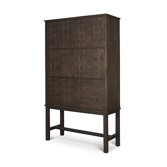 Mercana Truss Dark Brown Wood 6 Door Tall Cabinet 71417
