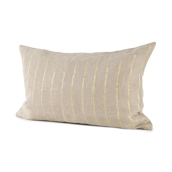Mercana Danika 13 x 21 Beige and Gold Fabric Pillow Cover w/Down Filler 69424-CFD