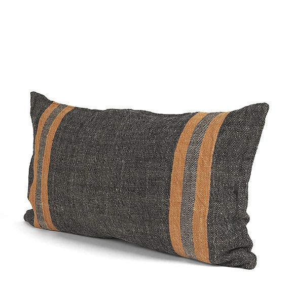 Mercana Mercer 14x26 Lumbar Black w/ Orange Stripes Pillow Cover w/Down Filler 71428-CFD