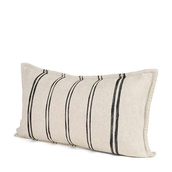 Mercana Liv 14x26 Lumbar Cream w/ Black Stripes Pillow Cover w/Down Filler 71438-CFD