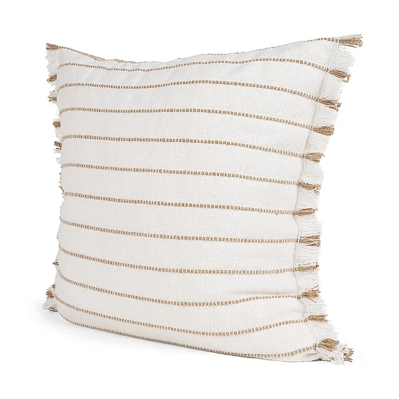 Mercana Willow 20x20 Square Cream w/ Camel Stripes Pillow Cover w/Down Filler 71444-CFD