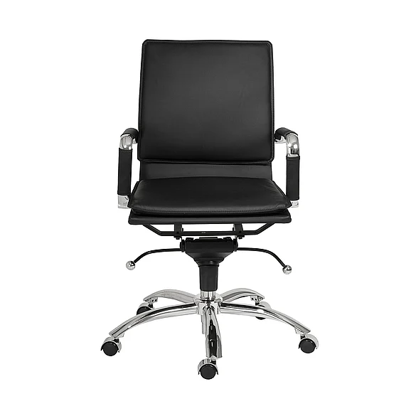 Euro Style Gunar Pro Low Back Office Chair in Black with Chromed Steel Base 01263BLK