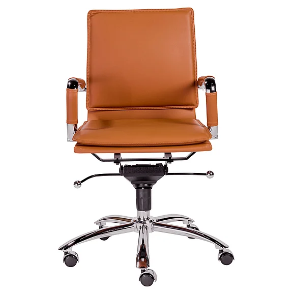 Euro Style Gunar Pro Low Back Office Chair in Cognac with Chrome Base 01263COG