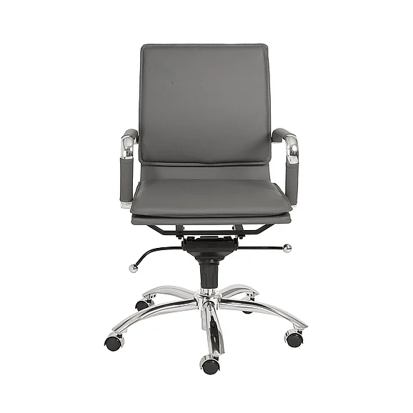 Euro Style Gunar Pro Low Back Office Chair in Gray with Chromed Steel Base 01263GRY