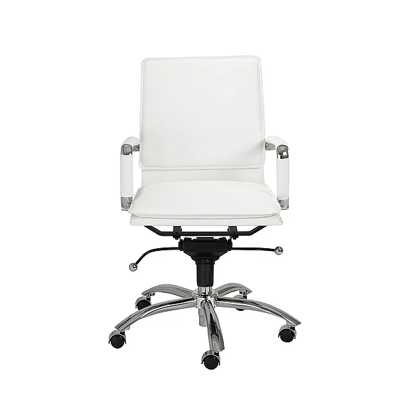 Euro Style Gunar Pro Low Back Office Chair in White with Chromed Steel Base 01263WHT
