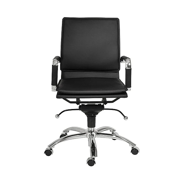 Euro Style Gunar Pro Low Back Office Chair in Black with Chromed Steel Base 01263BLK