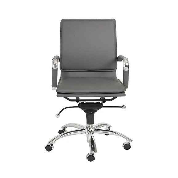 Euro Style Gunar Pro Low Back Office Chair in Gray with Chromed Steel Base 01263GRY