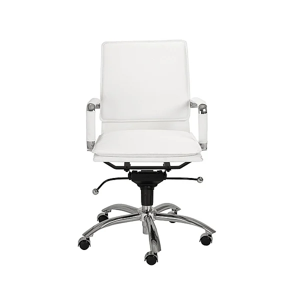 Euro Style Gunar Pro Low Back Office Chair in White with Chromed Steel Base 01263WHT