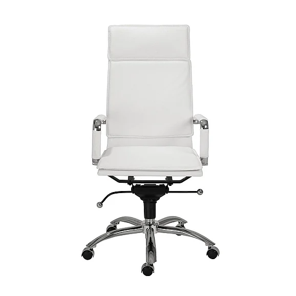 Euro Style Gunar Pro High Back Office Chair in White with Chromed Steel Base 01264WHT