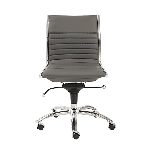 Euro Style Dirk Low Back Office Chair w/o Armrests in Gray with Chromed Steel Base 01266GRY